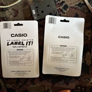Casio EZ Label TapeCartridge Clear Tape Black Ink 12mXR-12X-S,9mXR-9X5-S TWO NEW